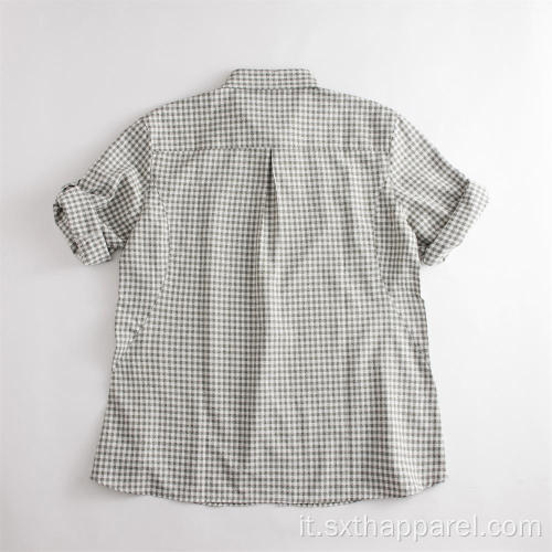 Camicia da uomo resistente ai raggi UV a quadri con maniche a 3/4